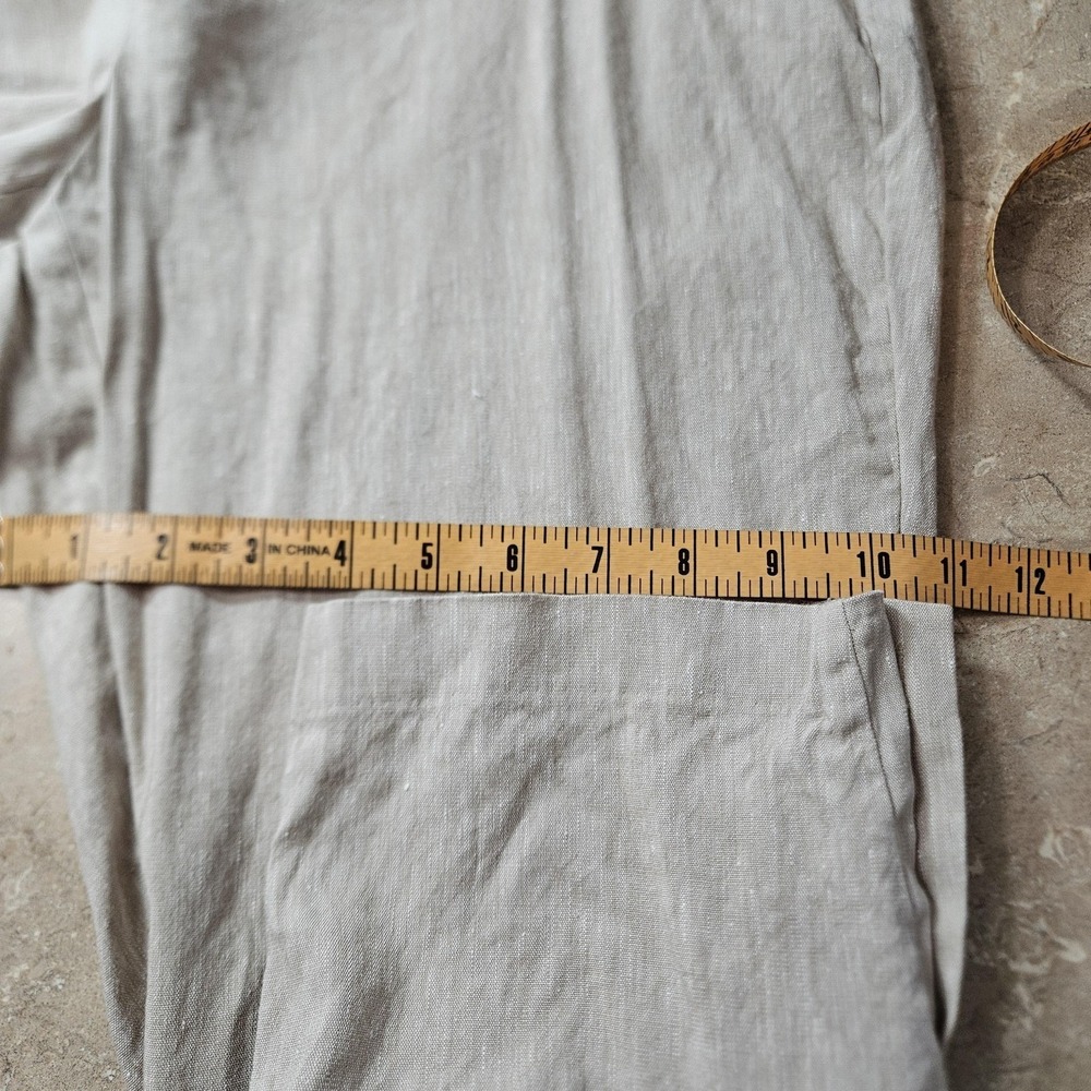 J Jill Linen Stretch Pants Women L Petite Beige Crop Straight Preppy Coastal - Picture 12 of 14